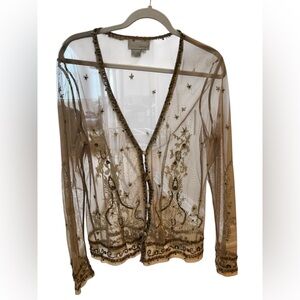 Spiegel Gold Sheer Cardigan